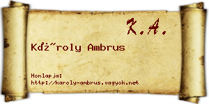 Károly Ambrus névjegykártya